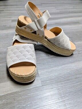 Bottero Sandals Size 8 Rope And Wood Flatforms Elastic Slip On